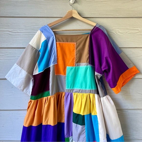 Handmade Quilted Patchwork Colorblock Dress SKU 10184 - Picture 14 of 16